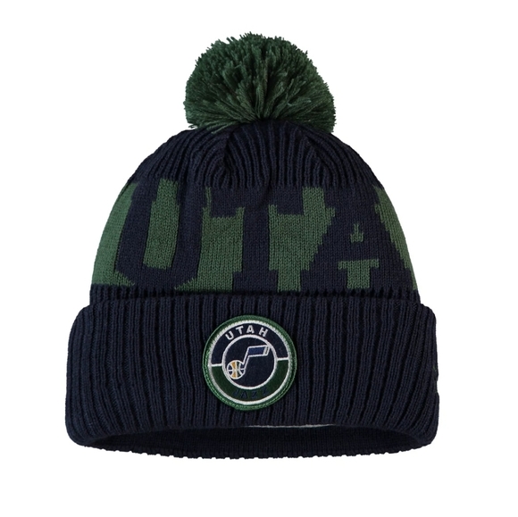 Utah Jazz New Era Sport Logo NBA Cuffed Knit Hat with Pom Navy Men's Warm NWT - Picture 1 of 5